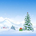 Christmas mountains snowy background
