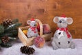 Christmas Mouse with basket and christmas apples