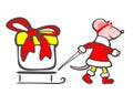 Christmas mouse and gift Royalty Free Stock Photo