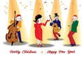 Christmas mouse orchestra. Funny and funny mice play musical instruments and sing.