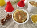 Christmas mug cake with succade and cinnamon icing Royalty Free Stock Photo