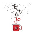 Christmas mug. Ho, ho, ho, Merry Christmas. Black and red. Hand drawn lettering calligraphy for greetings card Royalty Free Stock Photo