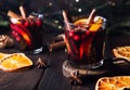 Christmas mulled wine with cranberries, orange and spices Royalty Free Stock Photo