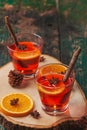 Christmas mulled wine on a rustic wooden table. Holidays concept Royalty Free Stock Photo