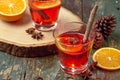 Christmas mulled wine on a rustic wooden table. Holidays concept Royalty Free Stock Photo