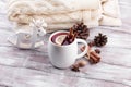 Christmas mulled wine on a rustic wooden table. Royalty Free Stock Photo