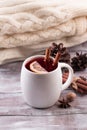Christmas mulled wine on a rustic wooden table. Royalty Free Stock Photo