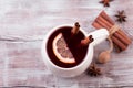 Christmas mulled wine on a rustic wooden table. Royalty Free Stock Photo