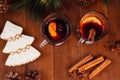 Christmas mulled wine with spices Royalty Free Stock Photo