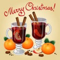 Christmas mulled wine with spices and mandarines