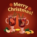 Christmas mulled wine with spices, orange slice, anise Royalty Free Stock Photo