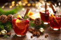 Christmas mulled wine. Traditional festive drink