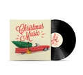 Christmas music playlist cover art. Vinyl disc cover. Realistic vector illustration