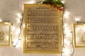 Christmas Music sheet with notes Christmas lights and tree Royalty Free Stock Photo