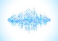 Christmas music waveform made of different scattered snowflakes Royalty Free Stock Photo