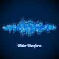 Christmas music waveform made of different scattered snowflakes Royalty Free Stock Photo