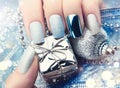 Christmas nail art manicure idea. Winter holiday manicure design