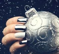 Christmas nail art manicure idea. Winter holiday manicure design
