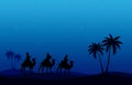 Blue Christmas Nativity scene. Greeting card background. Royalty Free Stock Photo