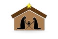 Christmas Nativity family manger scene icon vector image