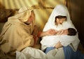 Christmas nativity in a manger Royalty Free Stock Photo