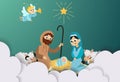 Christmas nativity religious Bethlehem crib scene in holy family Royalty Free Stock Photo