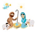 Christmas nativity religious Bethlehem crib scene in holy family Royalty Free Stock Photo