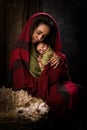 Christmas Nativity scene with African family Royalty Free Stock Photo