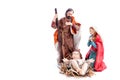 Christmas nativity scene with Holy Family, isolated on white background Royalty Free Stock Photo