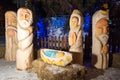 Christmas nativity scene with baby Jesus, Mary and Joseph in barn. Royalty Free Stock Photo