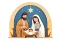 children's drawing of the birth of Jesus Christ Royalty Free Stock Photo