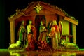 Christmas nativity scene. Christmas creche with Joseph Mary and Jesus. Christmas Manger scene with figurines including Royalty Free Stock Photo