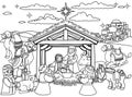 Nativity Scene Christmas Cartoon Royalty Free Stock Photo