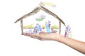 Christmas, Nativity Scene drawn by a small child Royalty Free Stock Photo