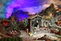 Christmas nativity scene with figurines including Jesus, Mary, Joseph, Royalty Free Stock Photo