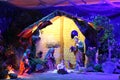 Christmas nativity scene with figurines including Jesus, Mary, Joseph, Royalty Free Stock Photo