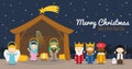 Christmas nativity scene with holy family and three wise men Royalty Free Stock Photo