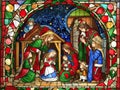 Christmas Nativity Scene with Jesus and Joseph in the Church of the Nativity of the Blessed Virgin Mary and the Child Jesus. Royalty Free Stock Photo