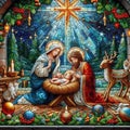 Christmas Nativity Scene with Jesus and Joseph in the Church of the Nativity of the Blessed Virgin Mary and the Child Jesus. Royalty Free Stock Photo