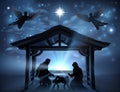 Christmas Nativity Scene Jesus Manger Silhouette Royalty Free Stock Photo