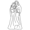 Christmas nativity scene of Joseph and Mary holding baby Jesus vector illustration sketch doodle hand drawn isolated on white Royalty Free Stock Photo