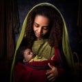 Christmas Nativity scene with live African family Royalty Free Stock Photo