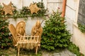 Christmas Nativity scene made of straw, Prague, Czech Republic Royalty Free Stock Photo