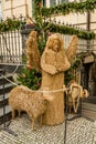 Christmas Nativity scene made of straw, Prague, Czech Republic Royalty Free Stock Photo