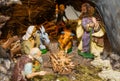 Christmas nativity scene represented with statuettes of Mary, Joseph and baby Jesus Royalty Free Stock Photo