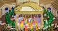 Christmas nativity scene represented with statuettes of Mary, Joseph, Jesus and other characters of the crib. Original representat