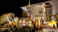 Christmas nativity scene in the Saint Francis basilica of Assisi at night Royalty Free Stock Photo