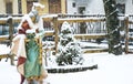 Christmas nativity scene, snowfall on a Three Wise Men