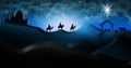 Christmas Nativity Scene Of Three Wise Men Magi Going To Meet Ba