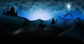 Christmas Nativity Scene Of Three Wise Men Magi Going To Meet Ba Royalty Free Stock Photo